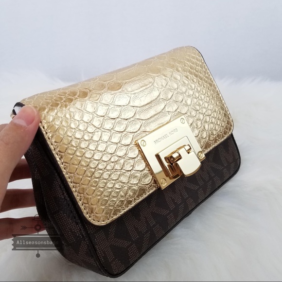 Michael Kors Handbags - NWT Michael Kors Tina Small clutch crossbody gold